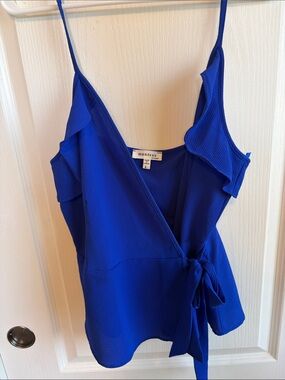 Monteau Cobalt Blue Ruffle Wrap Camisole